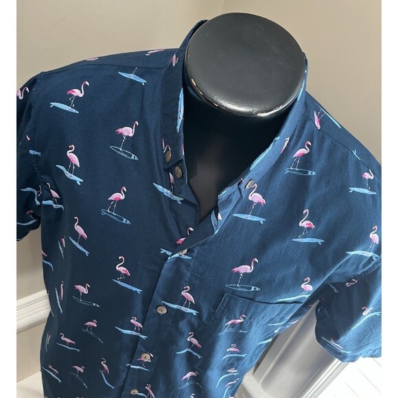 Kenny Flowers Shirt Mens Large Blue The Waka Flockers Flamingo Camp Hawaiian - Picture 2 of 14